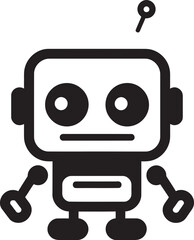 Mini AI Buddy Cute Small Robot Logo Icon Whimsical Chat Pal Petite Black Vector Bot