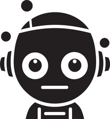 Pixel AI Friend Adorable Black Bot Logo Charming Tech Sidekick Little AI Robot