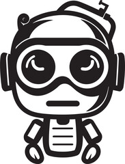 Adorable Tech Dialogue Mini AI Badge Quirky Digital Companion Tiny Black Icon