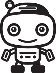 Quirky Digital Companion Mini AI Glyph Micro Tech Innovator Tiny Black Vector