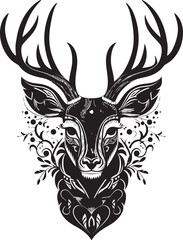 Symbolic Forest Spirit Deer Vector Badge Tranquil Wilderness Black Deer Mark