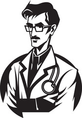 Wellness in Silhouette Doctor Iconic Emblem Precision Healthcare Black Vector Doctor Icon