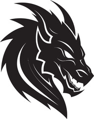 Sinister Scaled Majesty Black Dragon Logo Fabled Creature Black Vector Dragon