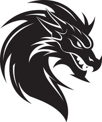 Inky Dragonfire Black Vector Dragon Icon Legendary Creature Dragon Logo Glyph