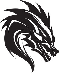 Enigmatic Wyvern Dragon Iconic Emblem Inky Dragonfire Black Vector Dragon Icon