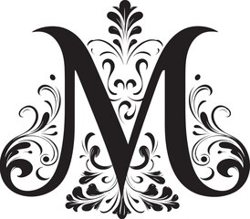 Monumental Flourish Stately Letter M Vector Art Melodic Elegance Harmonic Font M Decor Vector