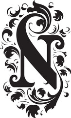 Nostalgic Patterns Vintage Font N Vector Art Nimble Serenade Dynamic Letter N Decor Vector