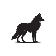 Animal Silhouette: Graceful and Minimalistic Depictions, Celebrating the Beauty of Creatures in Simple Shadows - Black Vector Wolf Silhouette
