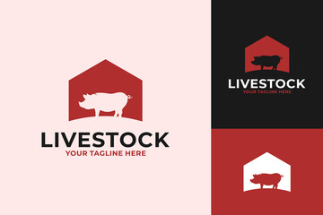 Pork Farm Piglet Livestock Logo Design