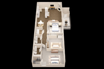 1bhk 2bhk 3bhk with parking  3D floor plan 3d modelling render concept .
