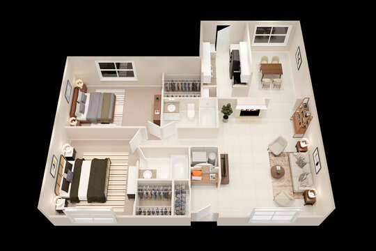 1bhk 2bhk 3bhk with parking  3D floor plan 3d modelling render concept .