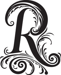 Radiant Symphony Illuminated Letter R Vector Renaissance Flourish Timeless Font R Vector Art