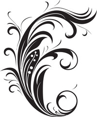 Sophisticated Union Black Swirl Deco Logo Harmonious Nuptial Whirl Abstract Vector Design