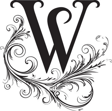 Whimsy Serenade Quirky Font W Vector Wondrous Swirls Enchanting Letter W Vector Art