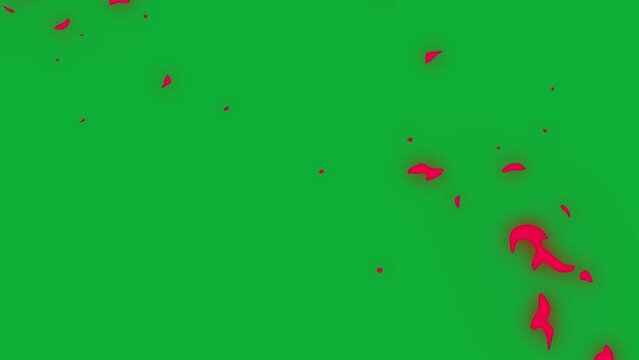 concept of pink fire cartoon pop with greenscreen background