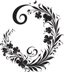 Intricate Union Black Vector Emblem Blissful Twirls Abstract Wedding Mark