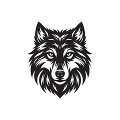 Animal Face Silhouettes: A Gallery of Diverse and Expressive Wildlife Portraits - Black vector wolf face Silhouette
