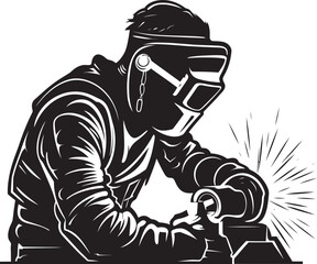 Enigmatic Craftsman Welder Icon Design Epic Fabrication Black Vector Welder Symbol