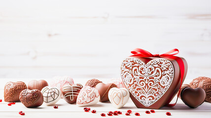 heart-shaped chocolates on a white background