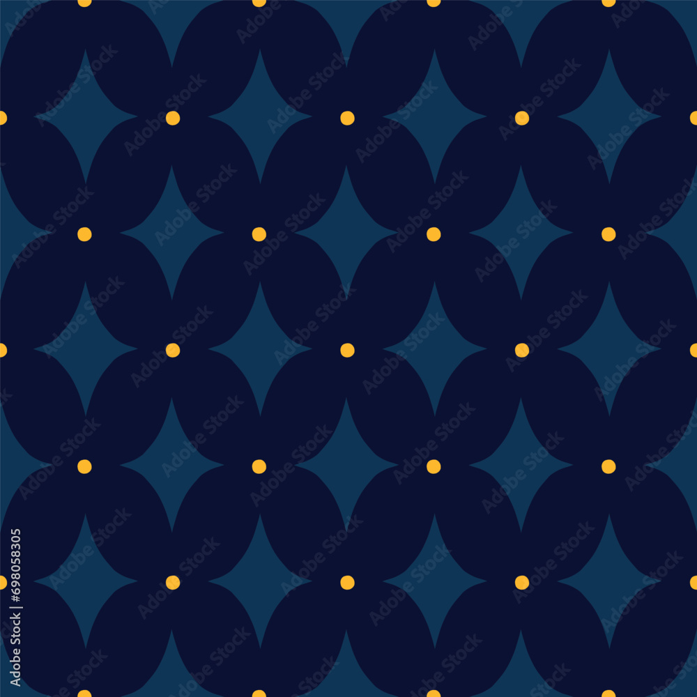 Wall mural seamless vector pattern with dots and star shaped elements. classic geometrical texture in modern st