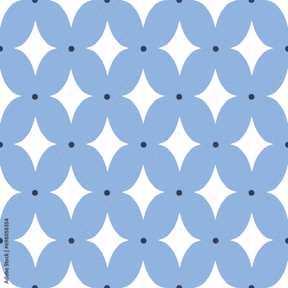 Wall mural seamless vector pattern with dots and star shaped elements. classic geometrical texture in modern st