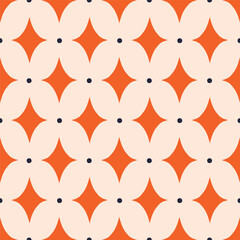 Seamless vector pattern with dots and star shaped elements. Classic geometrical texture in modern style. Elegant background