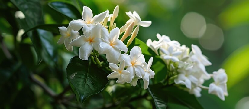 Jasminum sambac is a tropical Asian jasmine species found in India and Southeast Asia.