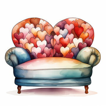 recommend clip art: watercolor Loveseat clipart, Generative Ai