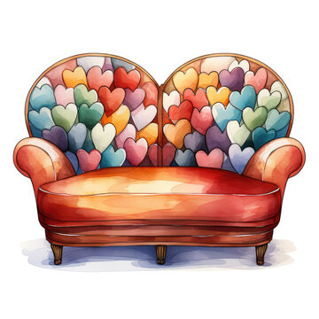 recommend clip art: watercolor Loveseat clipart, Generative Ai