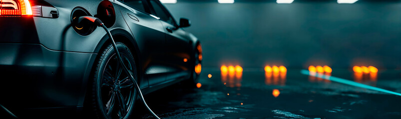 A sleek sports car in a dynamic motion blur races through an urban tunnel with glowing orange lights reflecting on the asphalt.