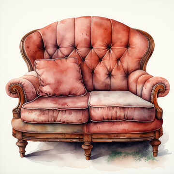 recommend clip art: watercolor Loveseat clipart, Generative Ai
