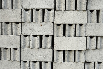 The bricks are arranged neatly before use