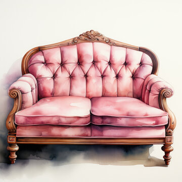 recommend clip art: watercolor Loveseat clipart, Generative Ai