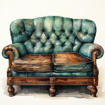 recommend clip art: watercolor Loveseat clipart, Generative Ai