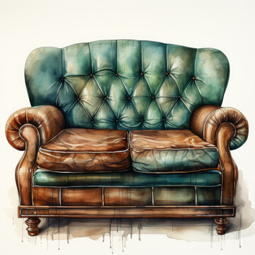 recommend clip art: watercolor Loveseat clipart, Generative Ai