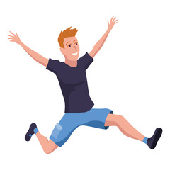 Kids jumping icon. Child activities design element. Indoor or outdoor fun, fitness jumping. Acrobatic and gymnastic exercises. Vector illustration