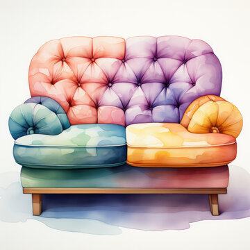 recommend clip art: watercolor Loveseat clipart, Generative Ai