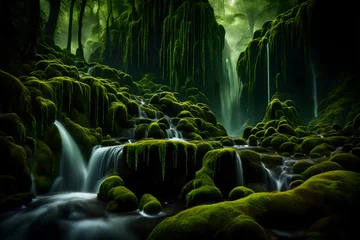  waterfall in the forest with moss © tayyaba