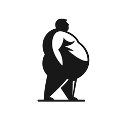 Black and white logotype of a fat man