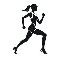 Fototapeta na wymiar Black and white logotype of a runner