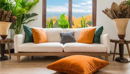 Sofa with white pillow ,ai generated 