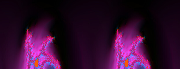 twin glowing pinky purple shaped motif on a plain background - obrazy, fototapety, plakaty