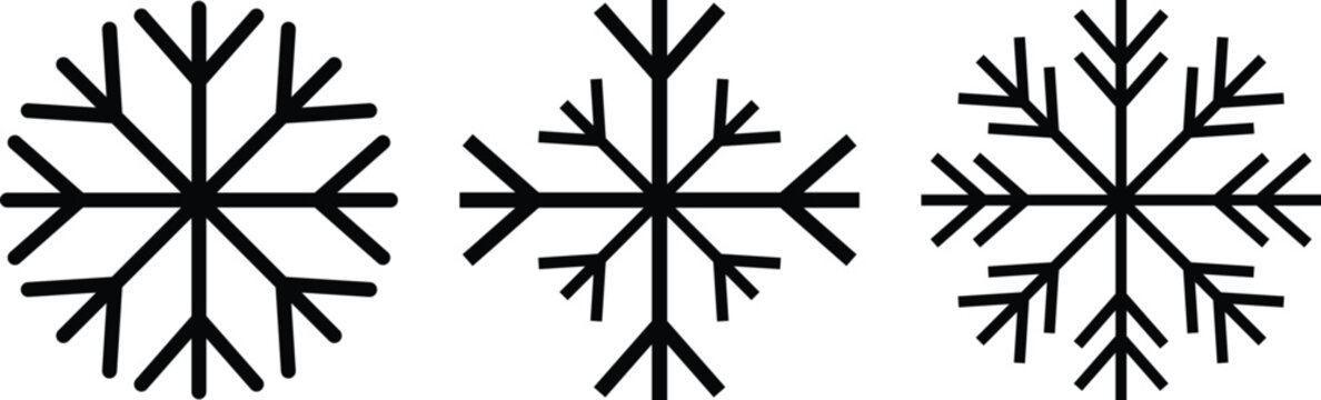 Snowflakes Icon Set Different Shapes Linear Icons Line With