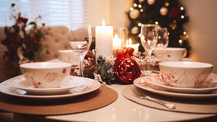 Holiday dinner at home, table decor