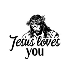 Jesus Loves You, Christ with Crown of Thorns Vector