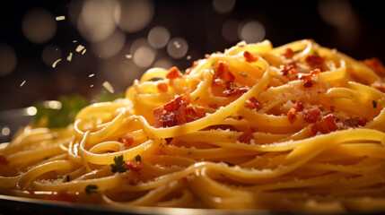 Pasta Carbonara with bacon and Parmesan