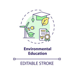 Obraz premium 2D editable multicolor environmental education icon, simple isolated vector, thin line illustration representing environmental psychology.