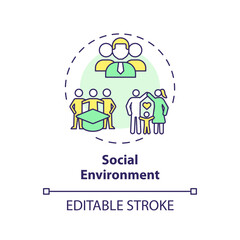 2D editable multicolor social environment icon, simple isolated vector, thin line illustration representing environmental psychology.