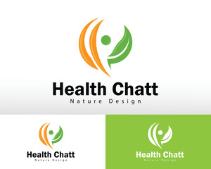 healthy life logo creative design concept people and leaf ,yoga logo ,chat doctor