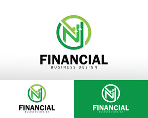 financial logo creative emblem design concept idea letter N, growth business